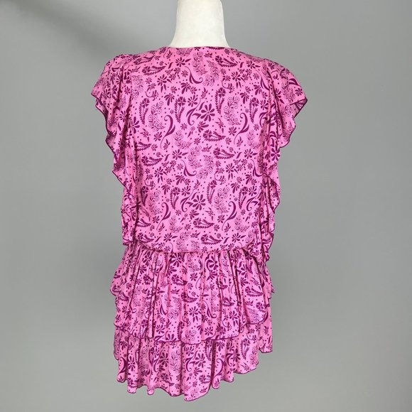 Coolchange Quinn Womens Ruffled Tunic Dress Swim Cover Purple Pink Floral size S - Picture 5 of 12